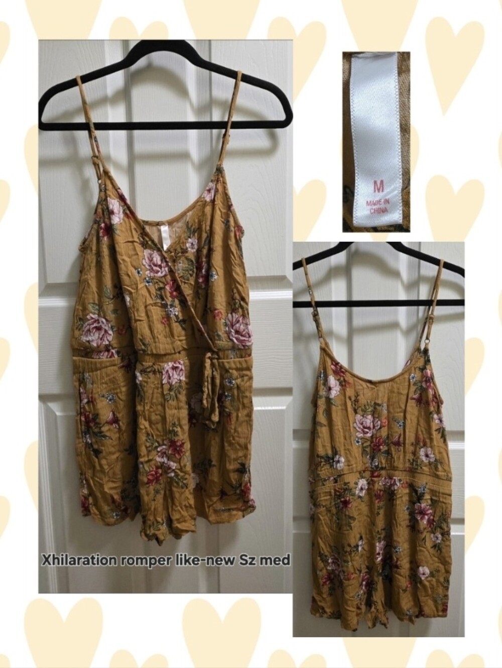 Xhilaration Mustard Floral Romper Sz Med